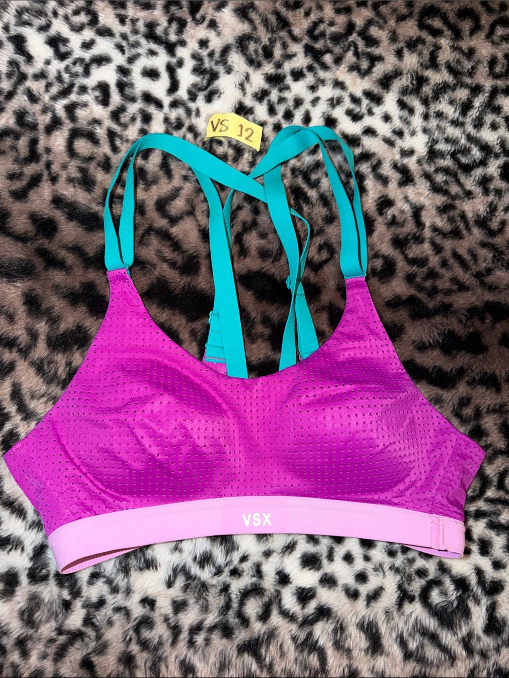 VSX small Magenta & Teal Strappy Sports Bra - victoria’s Secret sport Women
